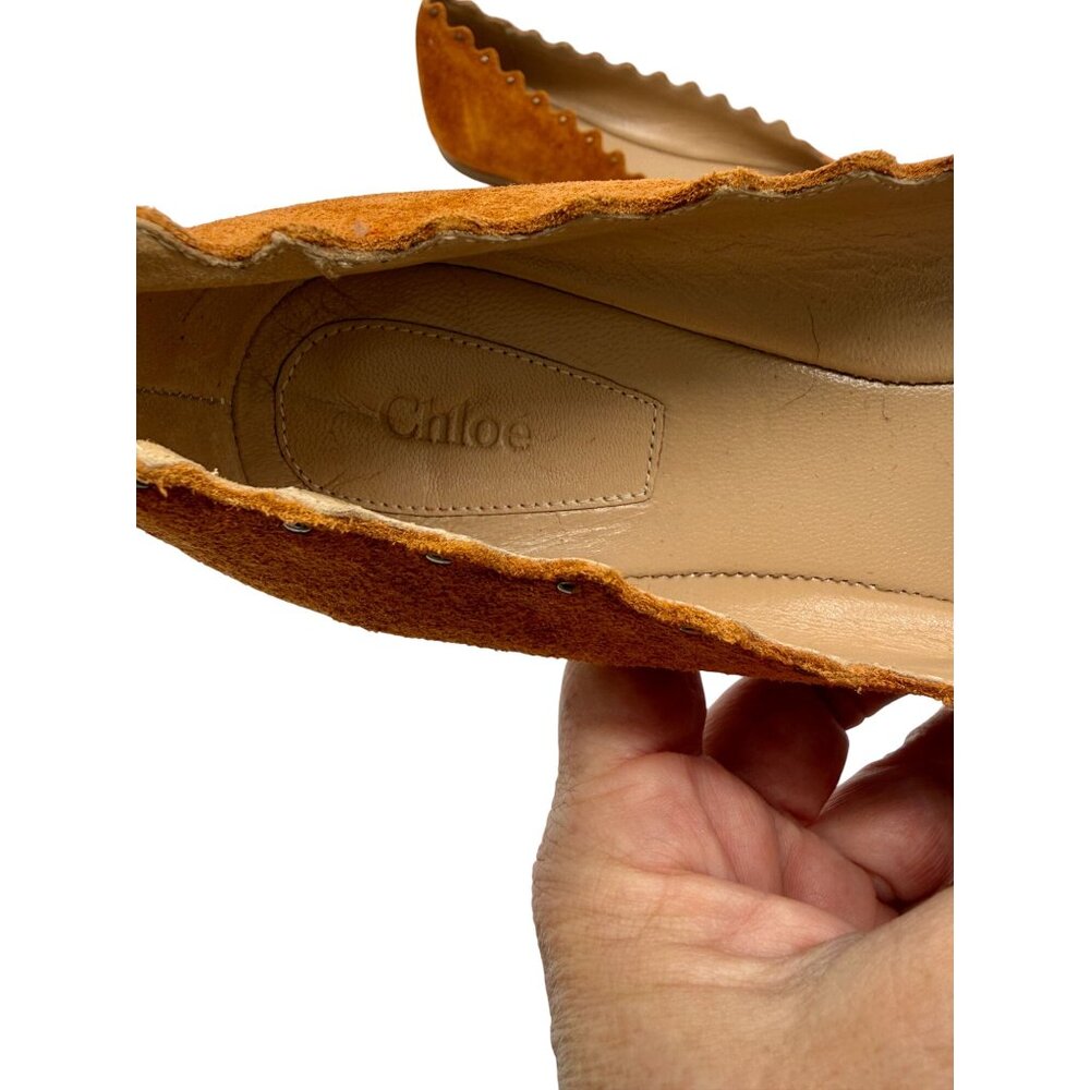 Chloé Lauren Tan embellished suede ballet flats NWT - Size 38/ 7.5 - Picture 5 of 6